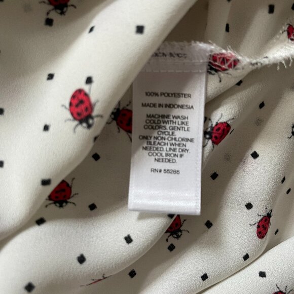 Express The Portofino Shirt Slim Fit Long Sleeves Ladybug Print Cream Womens M - Picture 6 of 7